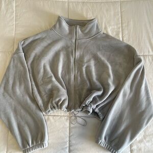Gray Zip-Up Fleece Jacket